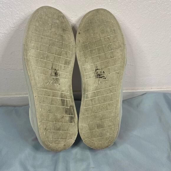 J. CREW Saturday Sneakers in White Leather with Fuchsia Detail Size 8 - Picture 8 of 9